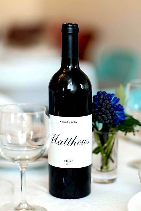 Closeup of a Claret bottle on a dining table